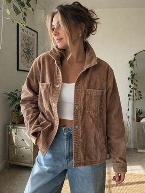 Abercrombie & Fitch Corduroy Button-Up Shirt Jacket